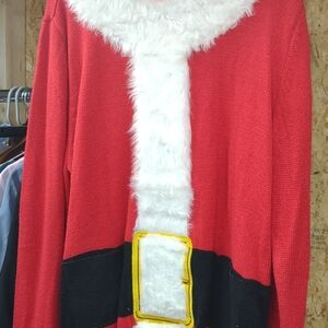 Red Santa Sweater with White Fur Trim
